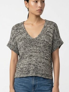 |•ROXY•| Knit V-Neck Short Sleeve Sweater Top Size Large